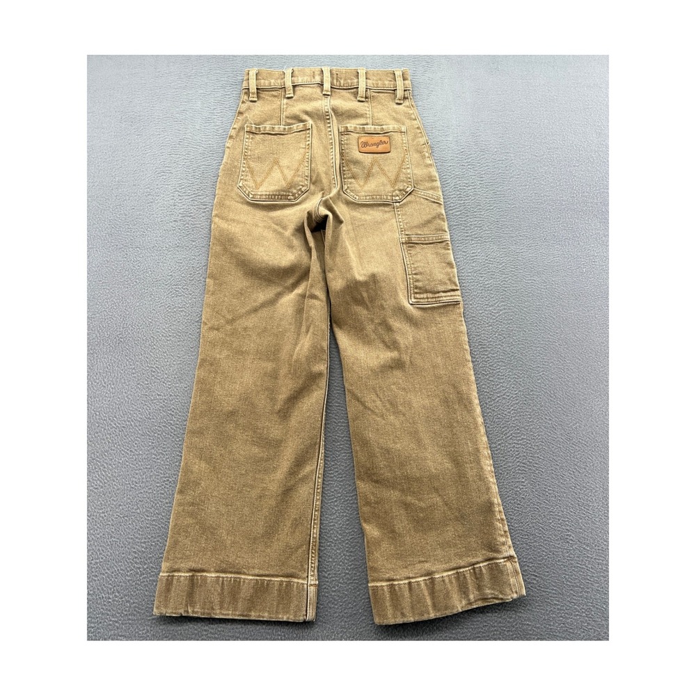 Wrangler Jeans Women's Size 25 Tan Brown Wide Leg Crop High Rise Patch Pocket - Picture 8 of 14